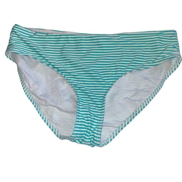 Shein full coverage striped bikini bottoms green white preppy cute swimsuit - Picture 1 of 4